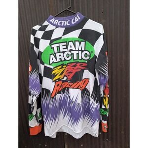 Vintage Team Arctic Cat Racing All Over Print Long Sleeve Shirt Large Snowmobile